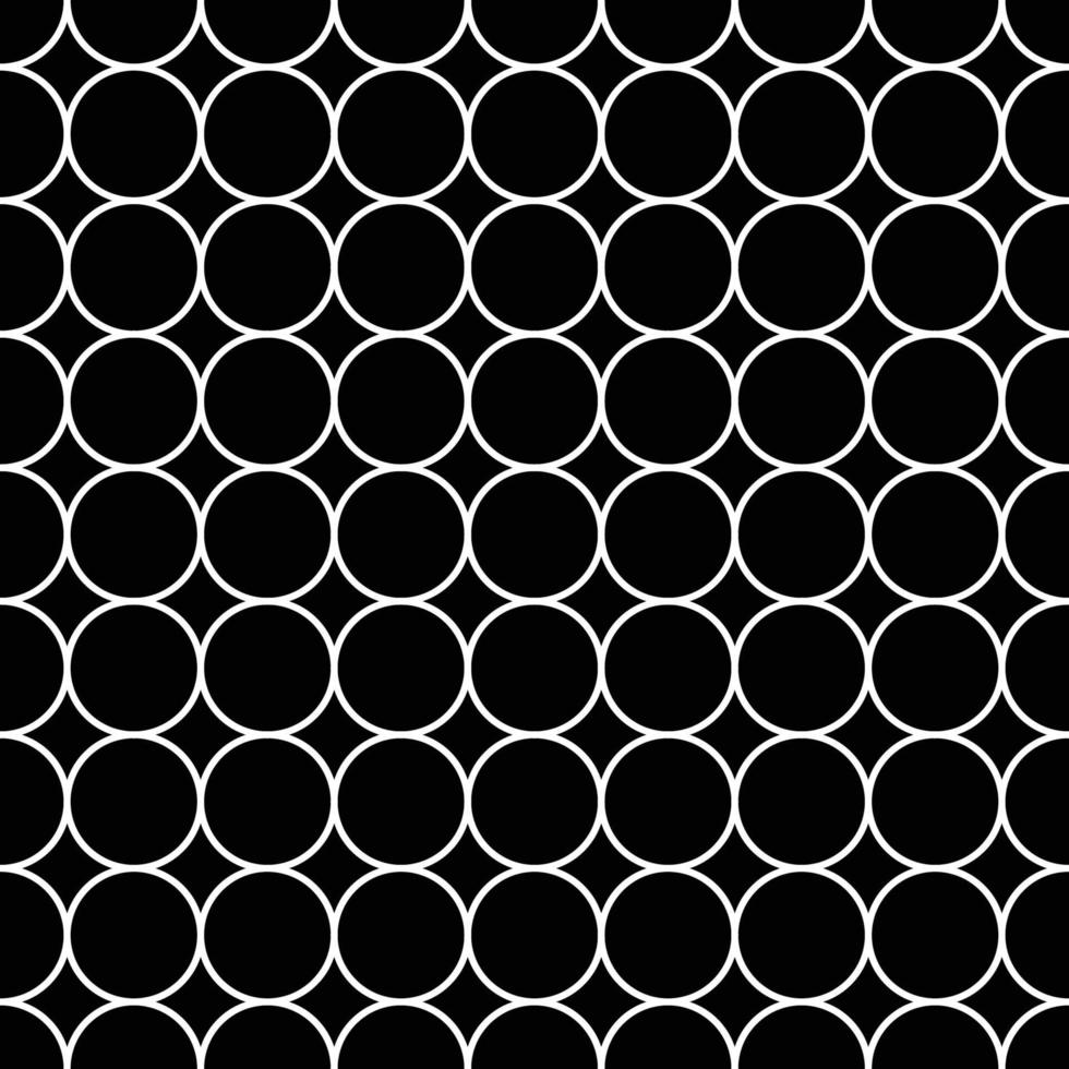 White Circle Japanese Seamless on Black Background. Vector Illustration