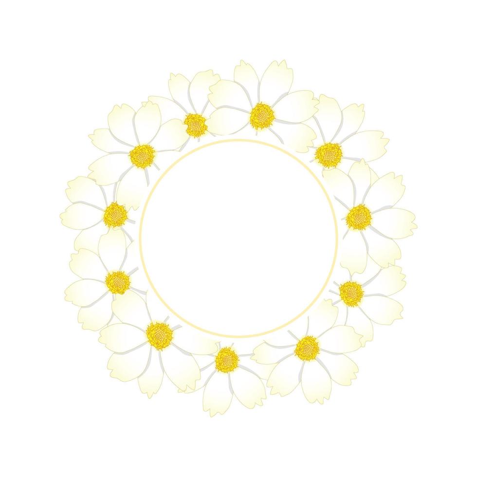 corona de banner de flor de cosmos blanco vector