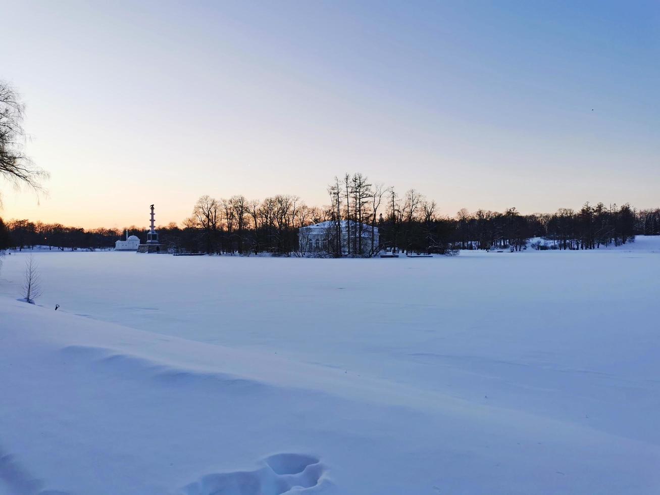 Catherine Park in Pushkin on a winter day photo