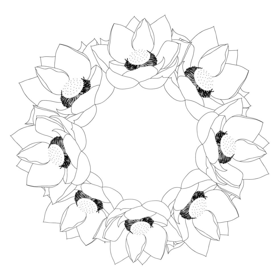 corona de contorno de loto indio vector