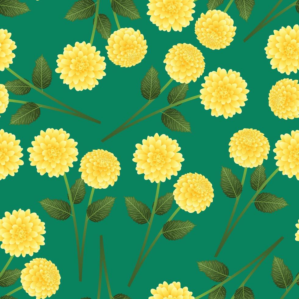 Yellow Dahlia on Green Background vector