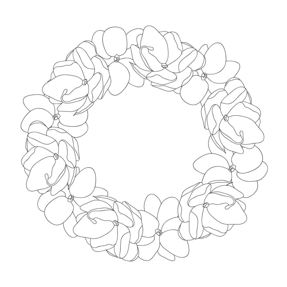 Arabian Jasmine Outline Wreath vector