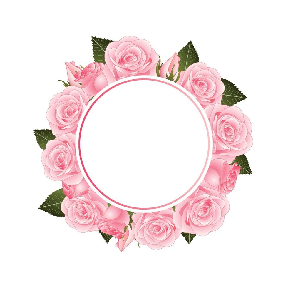 Pink Rose Flower Banner Wreath vector