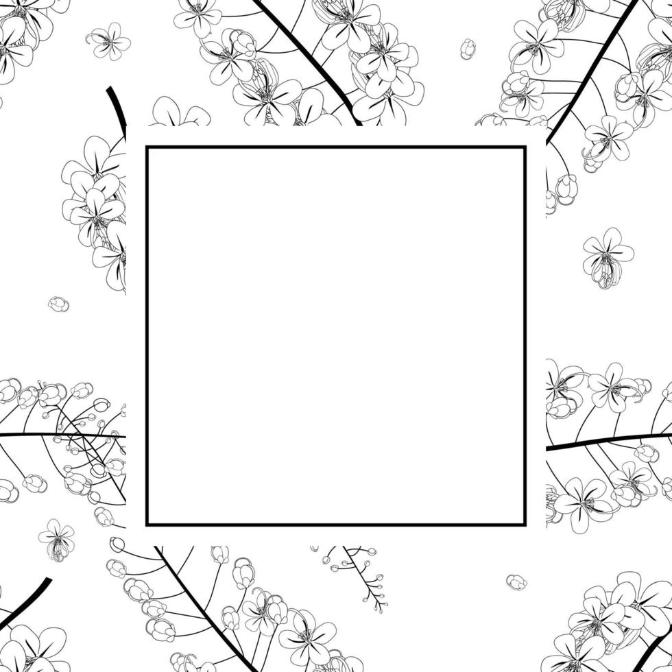 Cassia Fistula Outline - Golden Shower Flower Banner Card vector