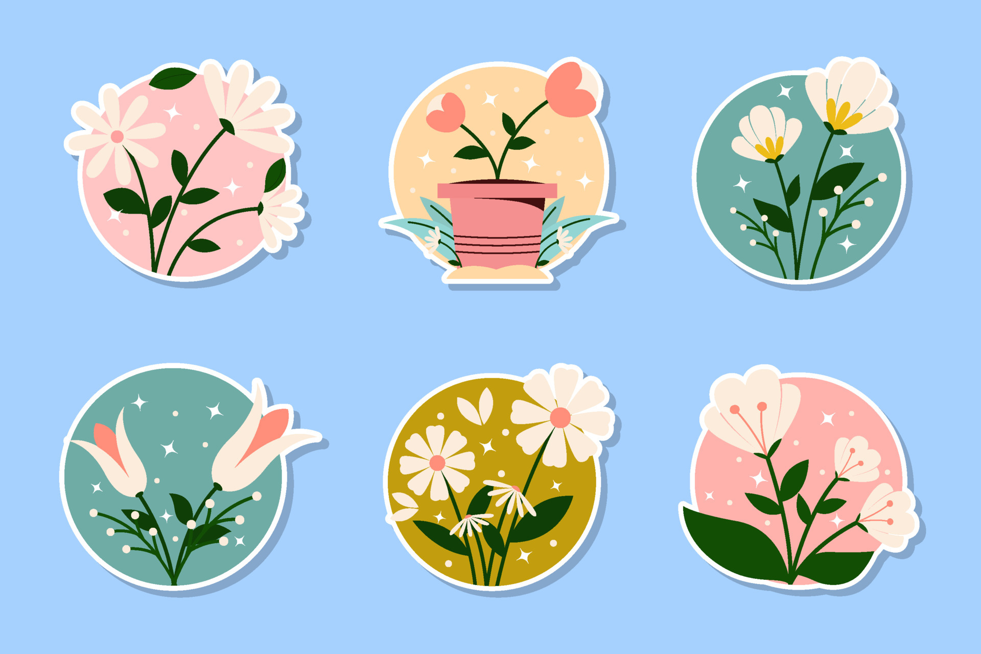 Premium Vector  Floral stickers collection elements set