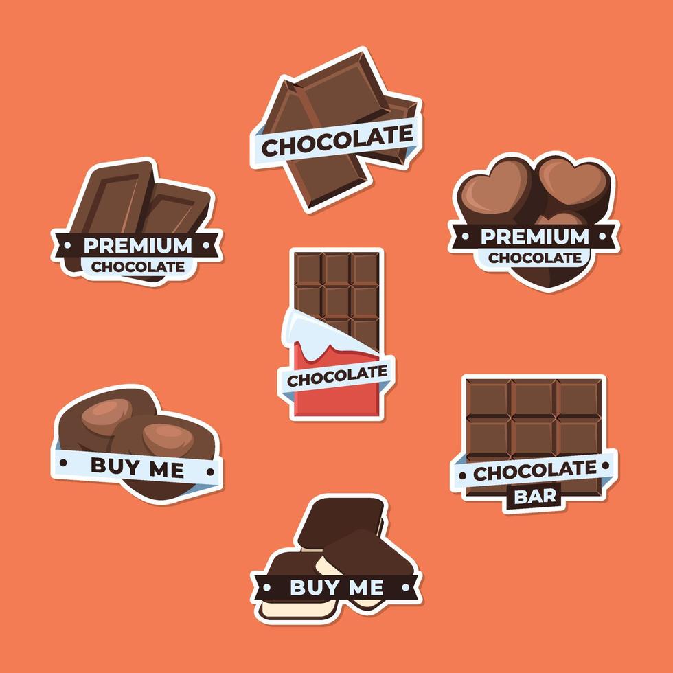 conjunto de pegatinas de chocolate vector