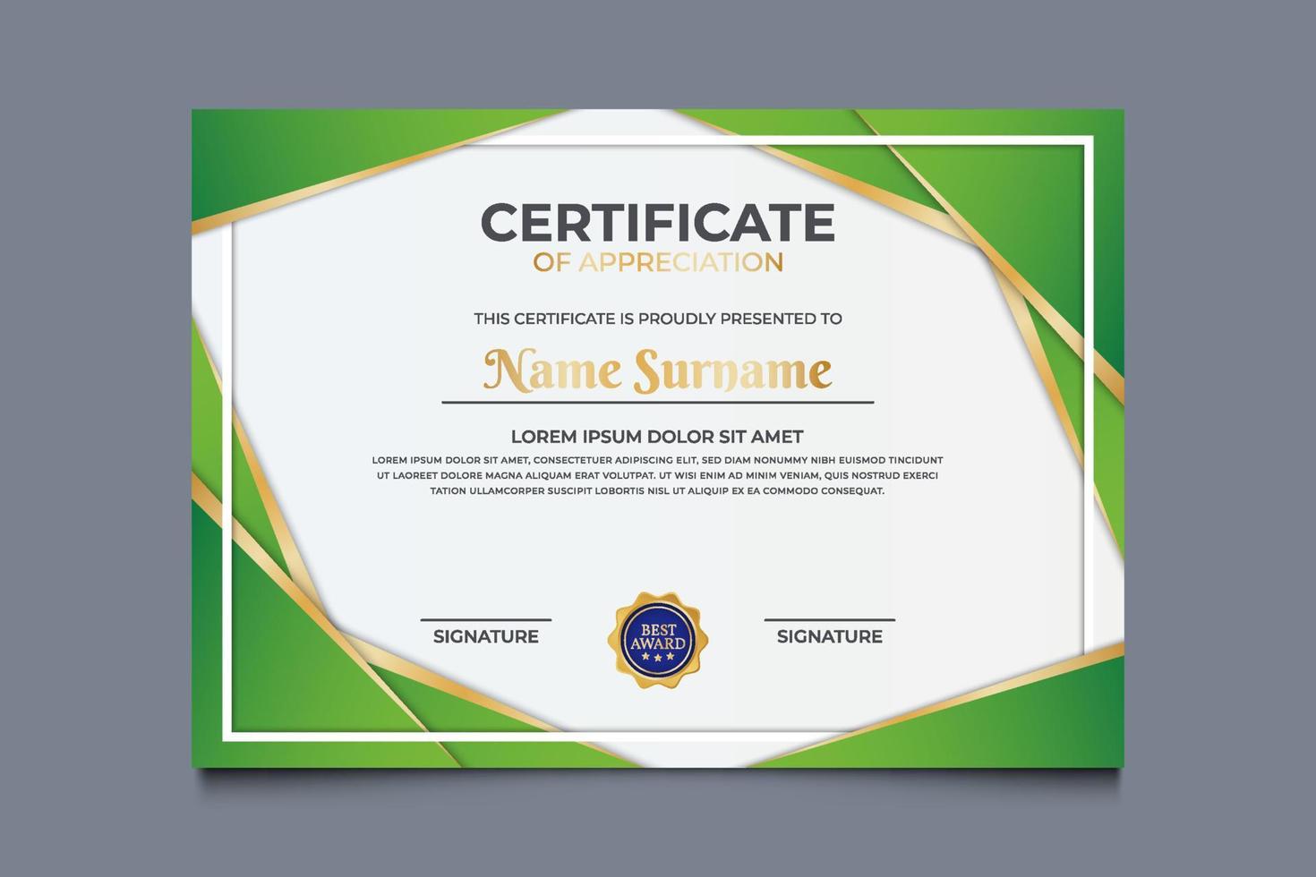 Green Certificate Template vector