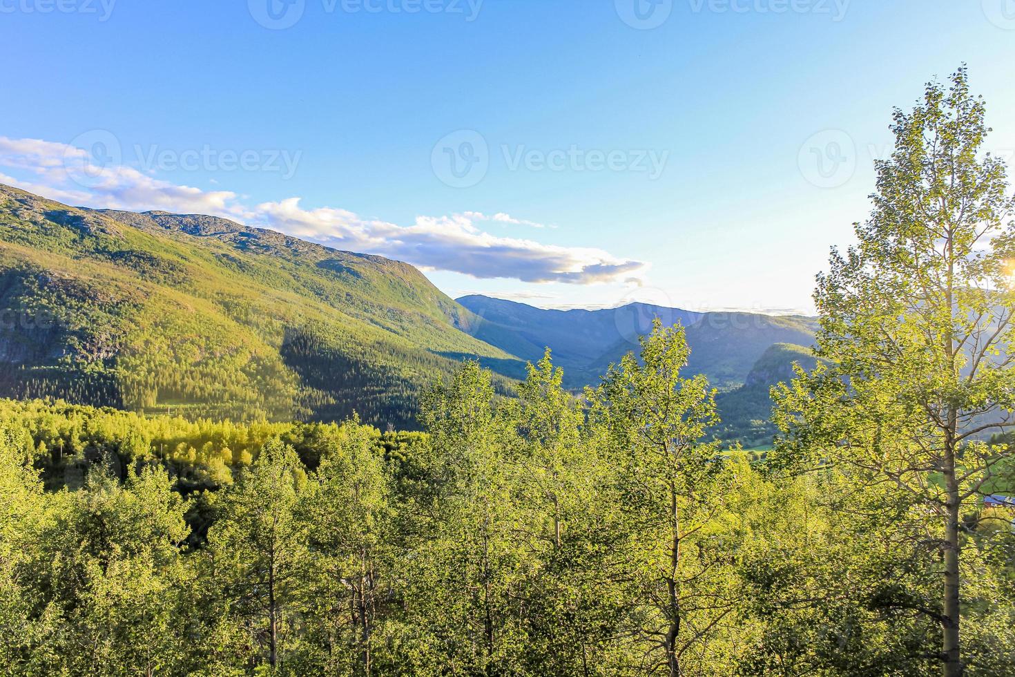 Beautiful sunset panorama Norway, Hemsedal with Mountains. photo