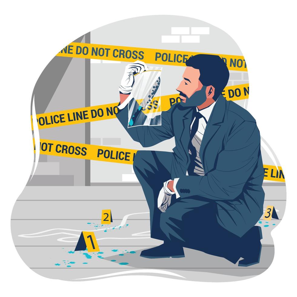 Detective Investigating The Crime Scene Concept vector