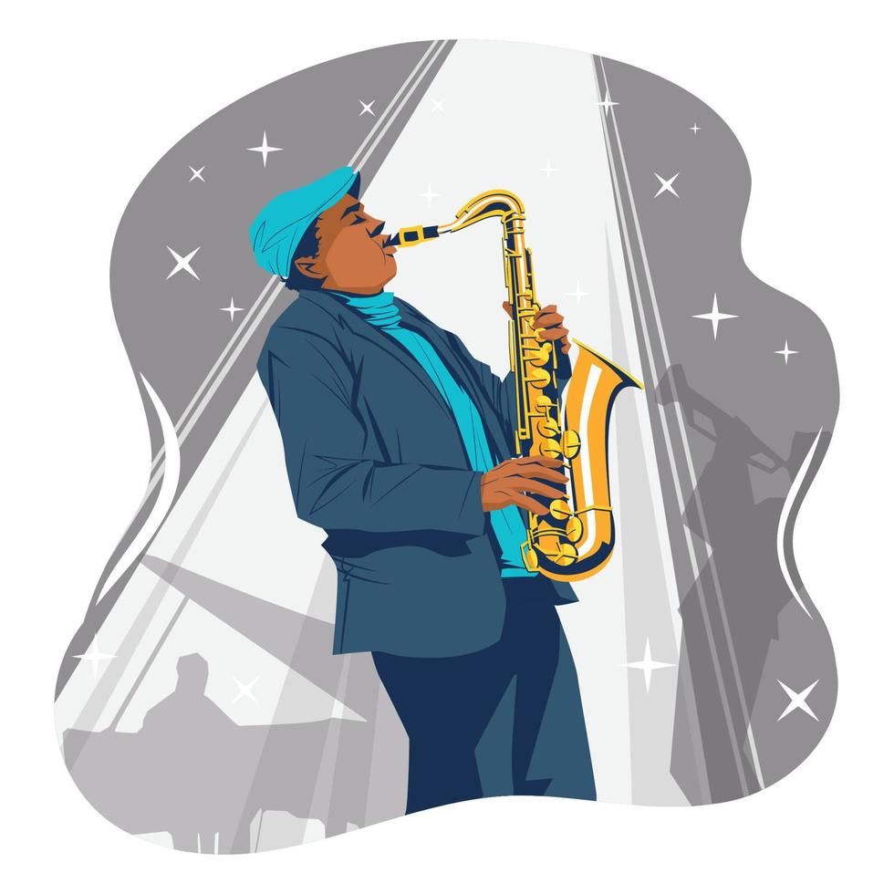 concepto de saxofonista de jazz vector