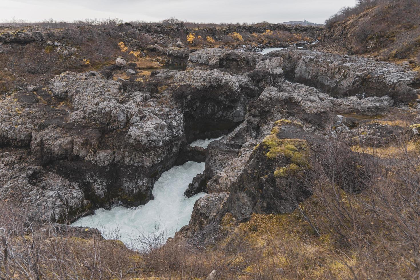 Barnafossar Waterfall in Iceland photo
