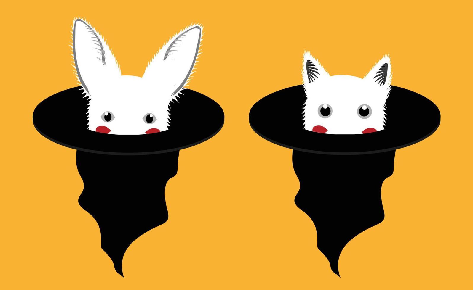 White Rabbit Cat in Witch Hat vector