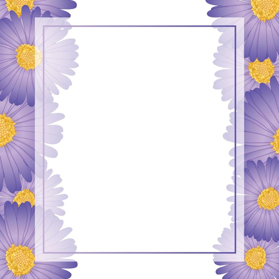 Purple Aster, Daisy Flower Banner Card Border vector