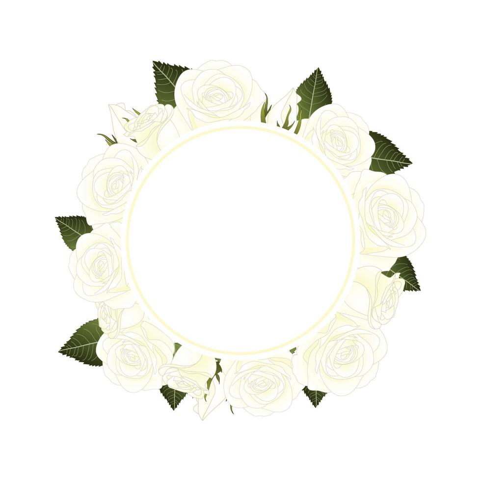 White Rose Banner Wreath vector