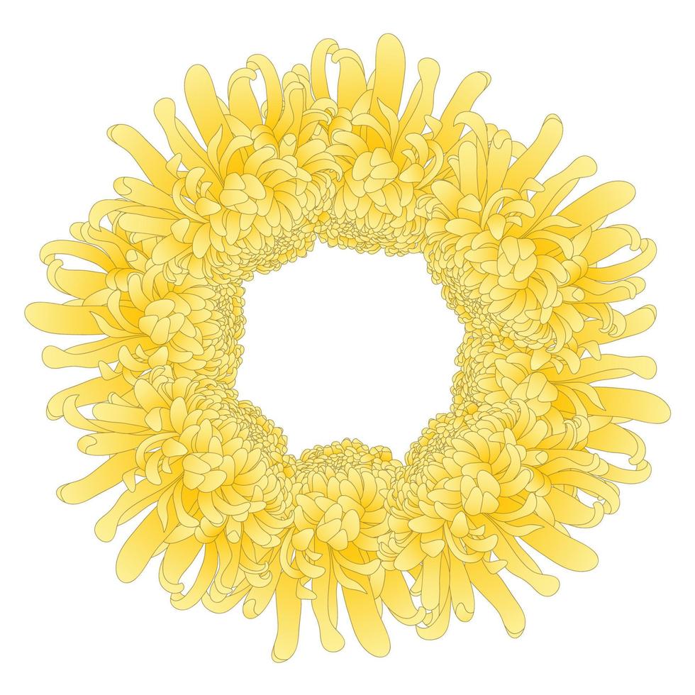 Yellow Chrysanthemum Flower Wreath vector