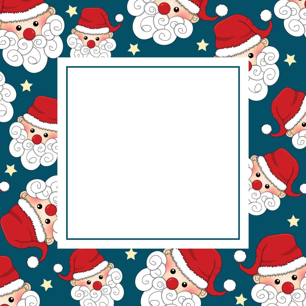 santa claus y estrella en tarjeta de banner azul vector