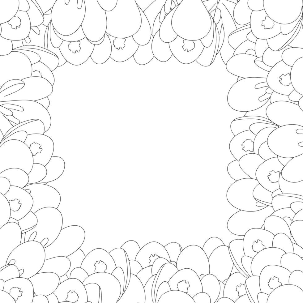 Crocus Flower Outline Border vector