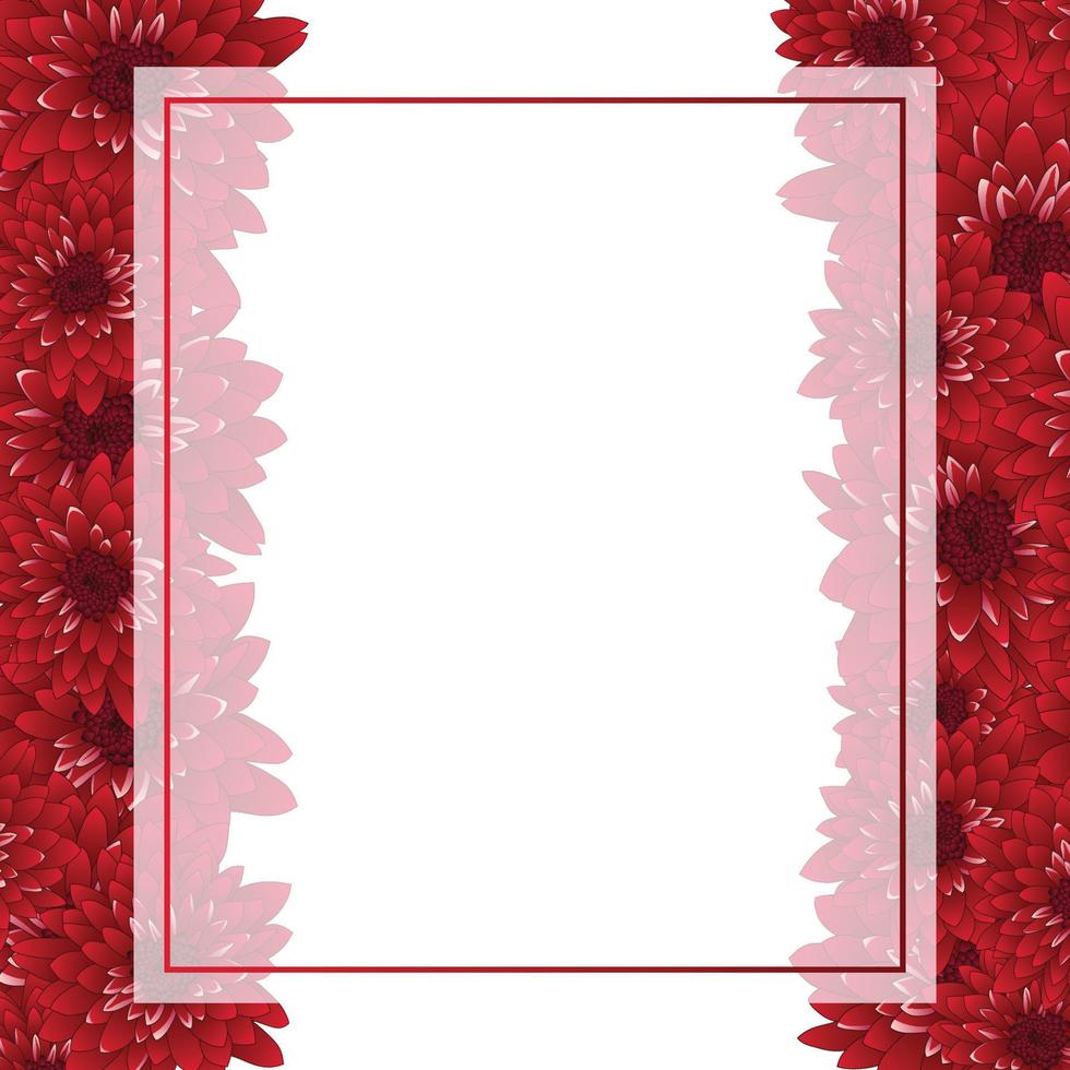 Red Chrysanthemum Banner Card Border vector