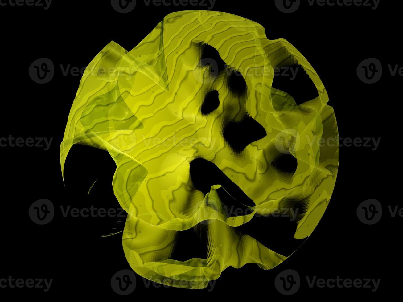 3d render of abstract composition with sphere on black background photo