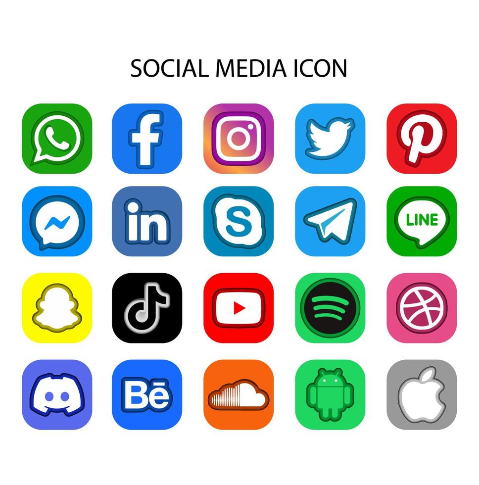 icono de redes sociales original re editar con sombra vector