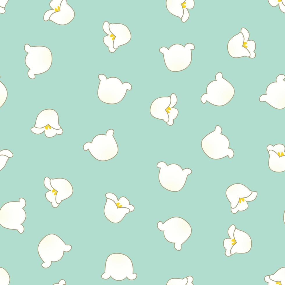White Lily of the Valley on Green Mint Background vector