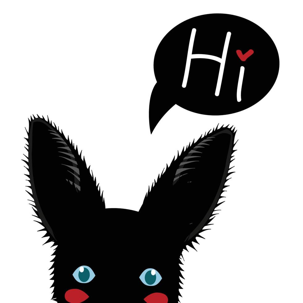 Black Rabbit Sneaking. Greeting Card Halloween Day. Vector Illustration.