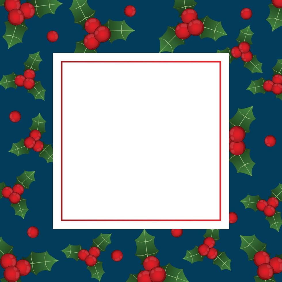 Red Berry Christmas on Indigo Blue Banner Card vector