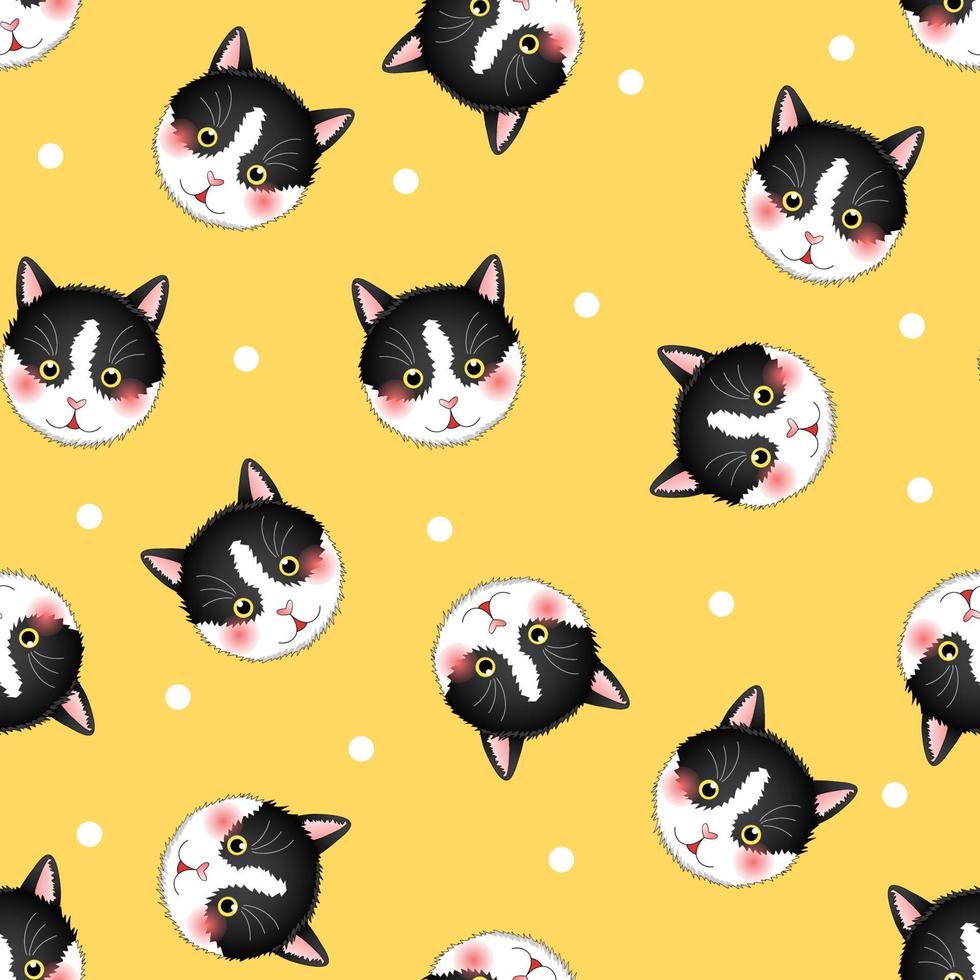 Black White Cat on Yellow Background vector
