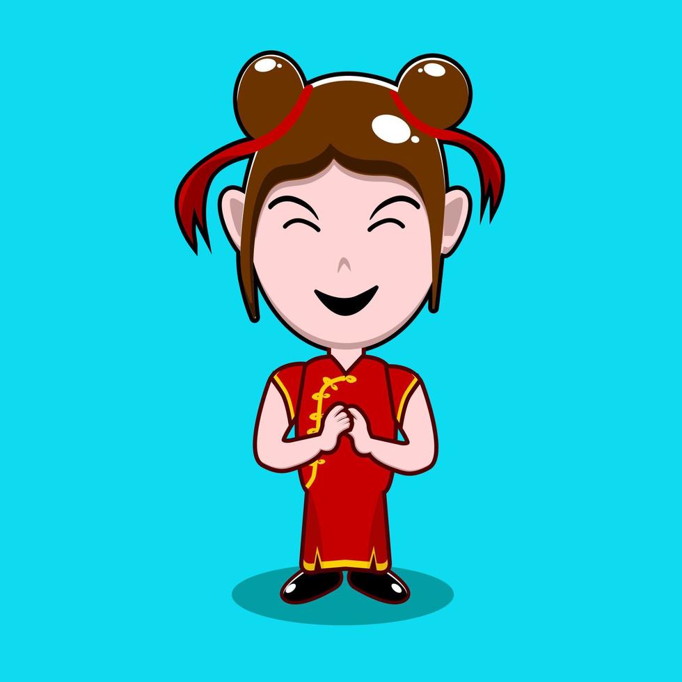 the chinese girl cartoon character single vector