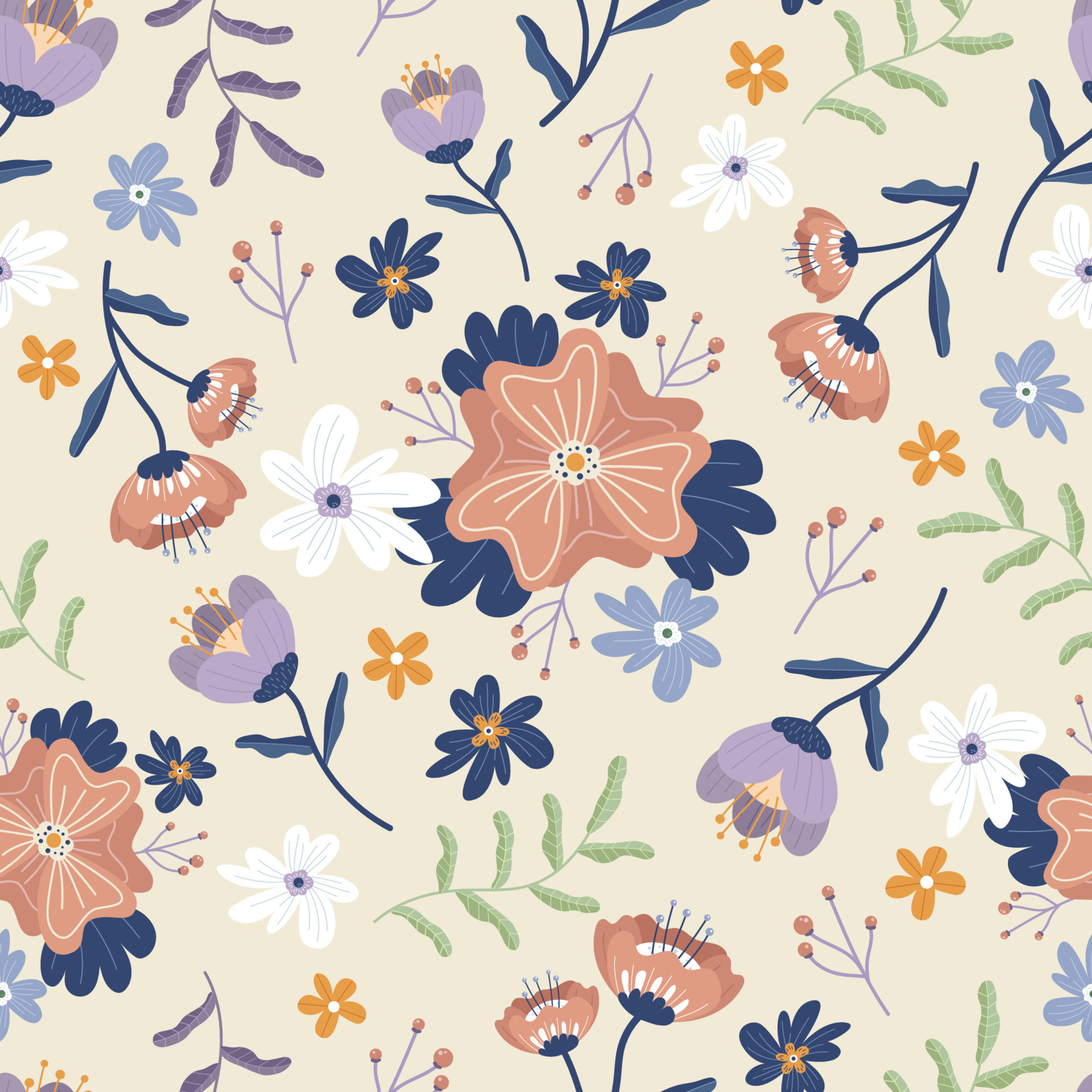 Spring Floral Seamless Pattern 5126481 Vector Art at Vecteezy