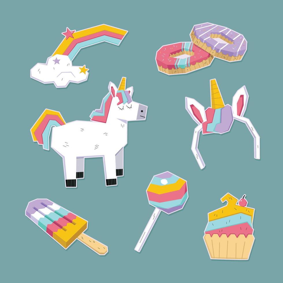 Unicorn Stickers Pack for Journal vector