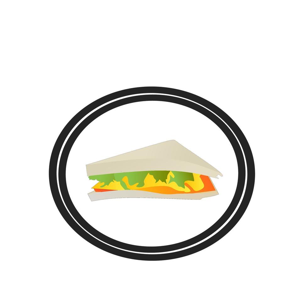 una ilustración de un sándwich en un plato. negocio de comida vector