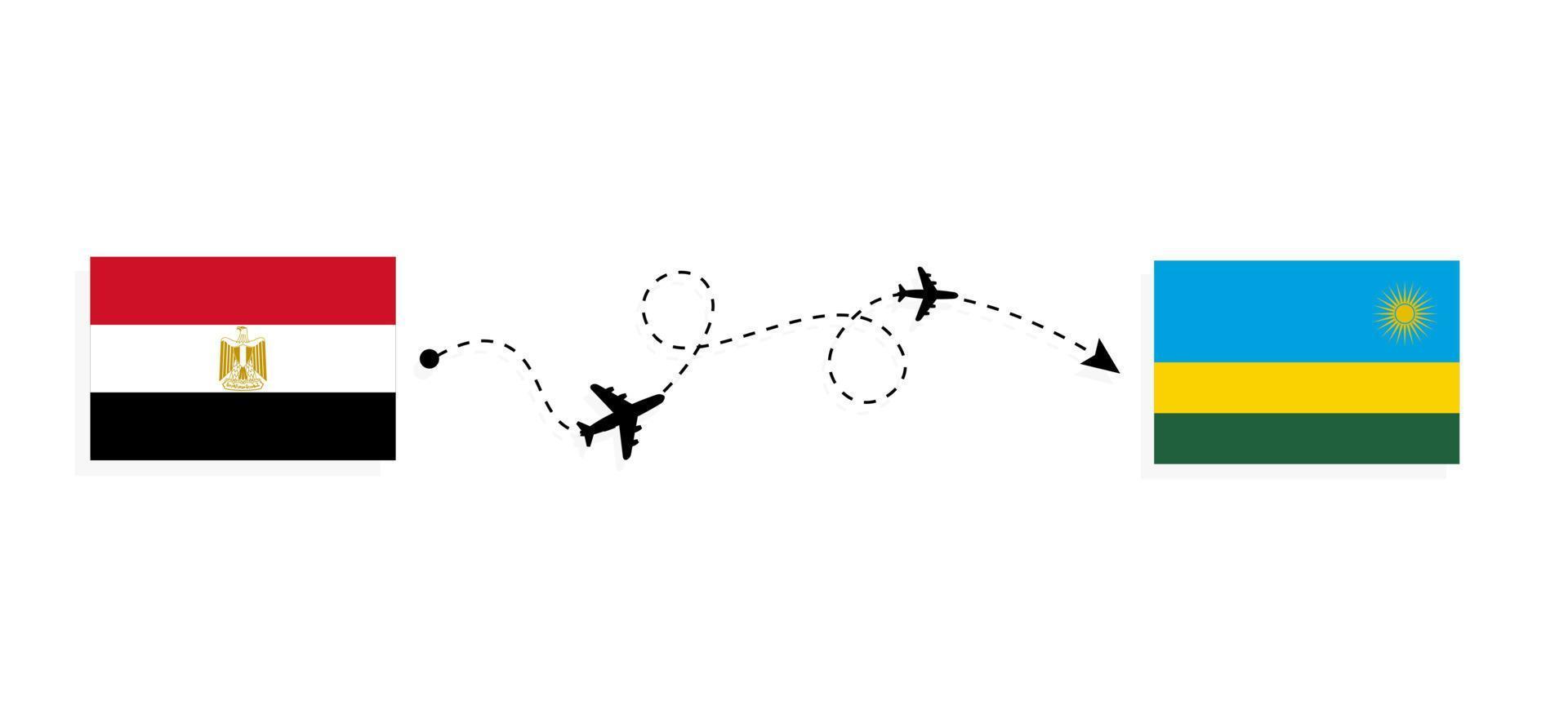 vuelo y viaje de egipto a ruanda por concepto de viaje en avión de pasajeros vector