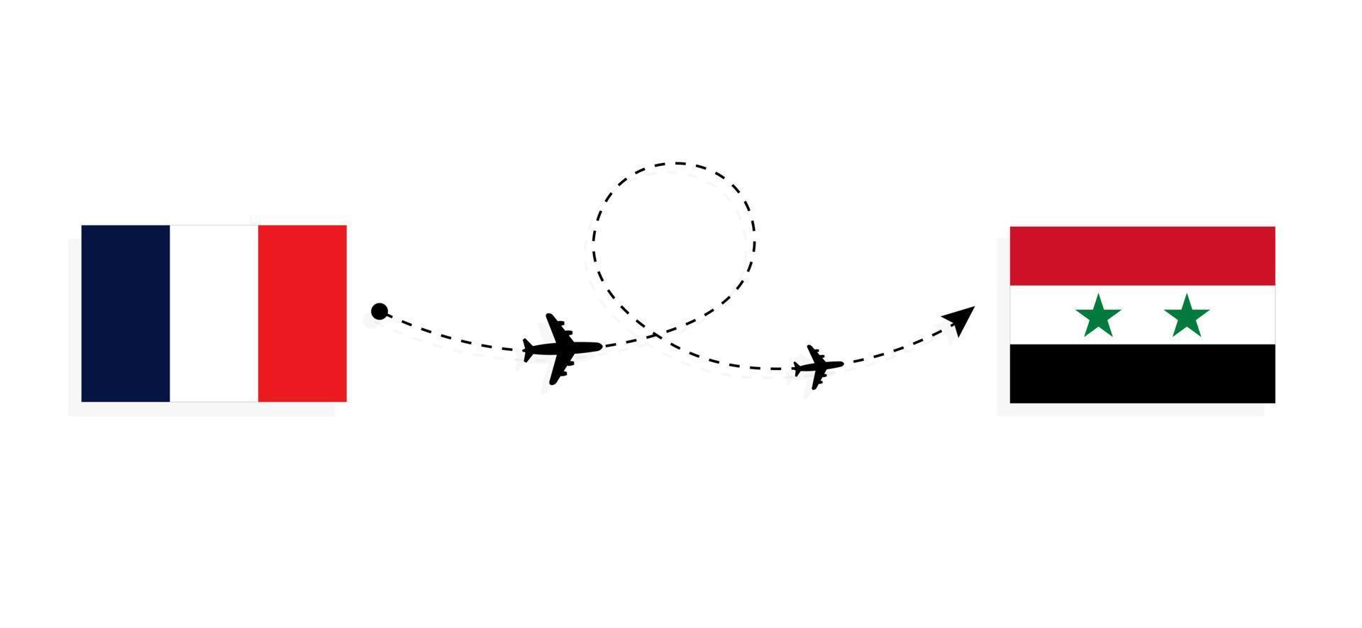 Flight and travel from France to Syria by passenger airplane Travel concept vector
