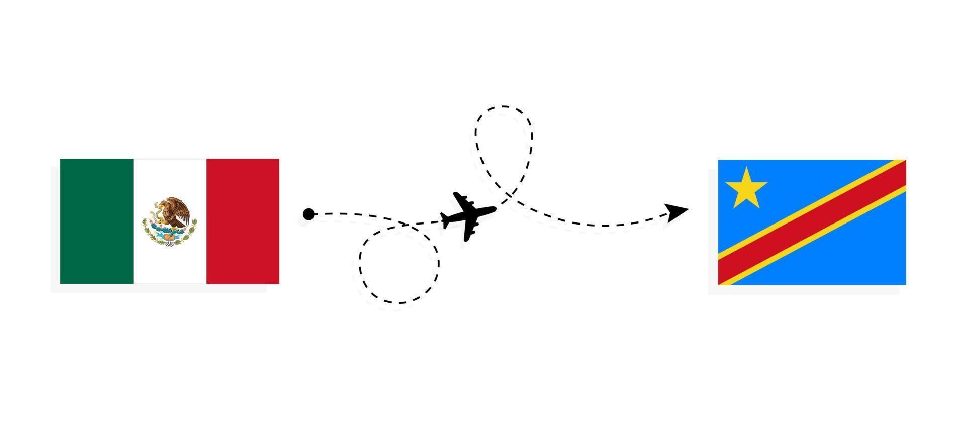 vuelo y viaje desde méxico a la república democrática del congo por concepto de viaje en avión de pasajeros vector