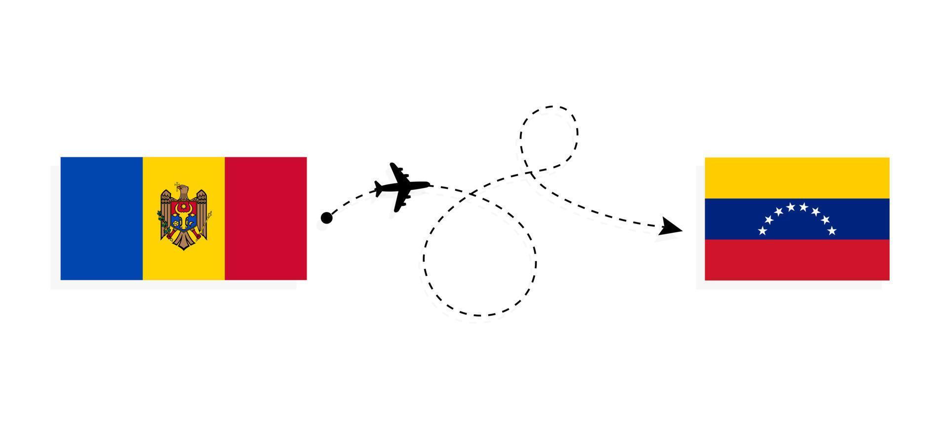 vuelo y viaje de moldavia a venezuela por concepto de viaje en avión de pasajeros vector