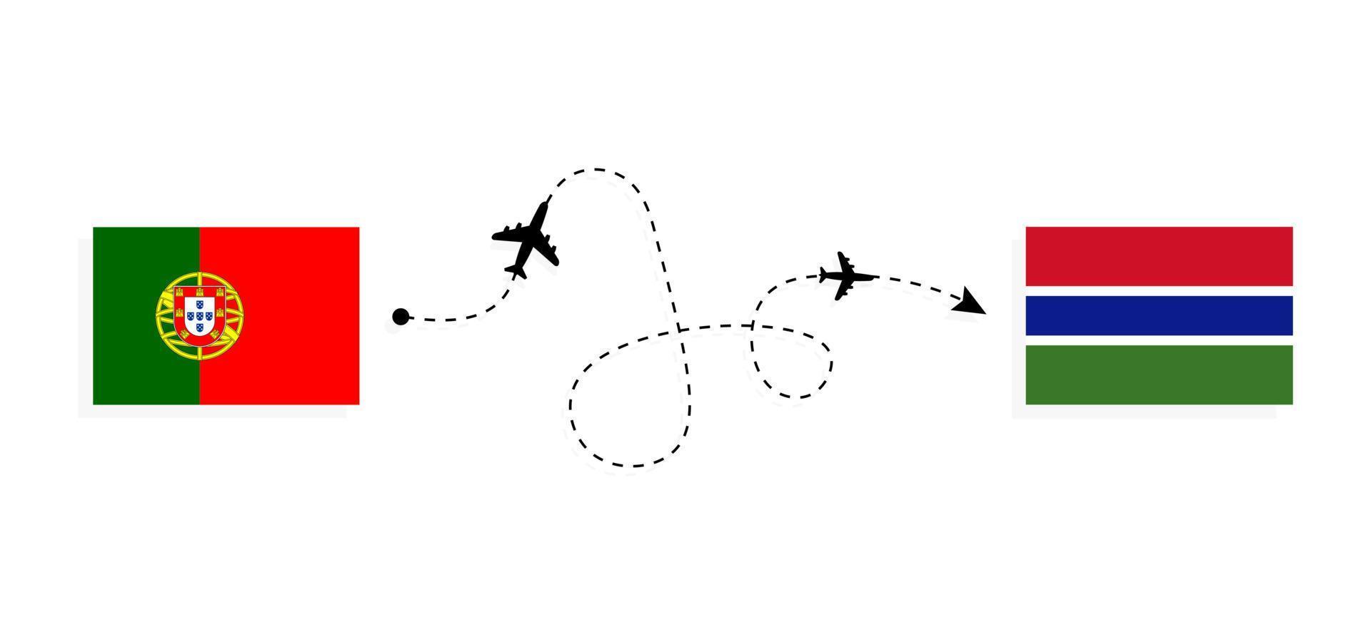 vuelo y viaje de portugal a gambia por concepto de viaje en avión de pasajeros vector