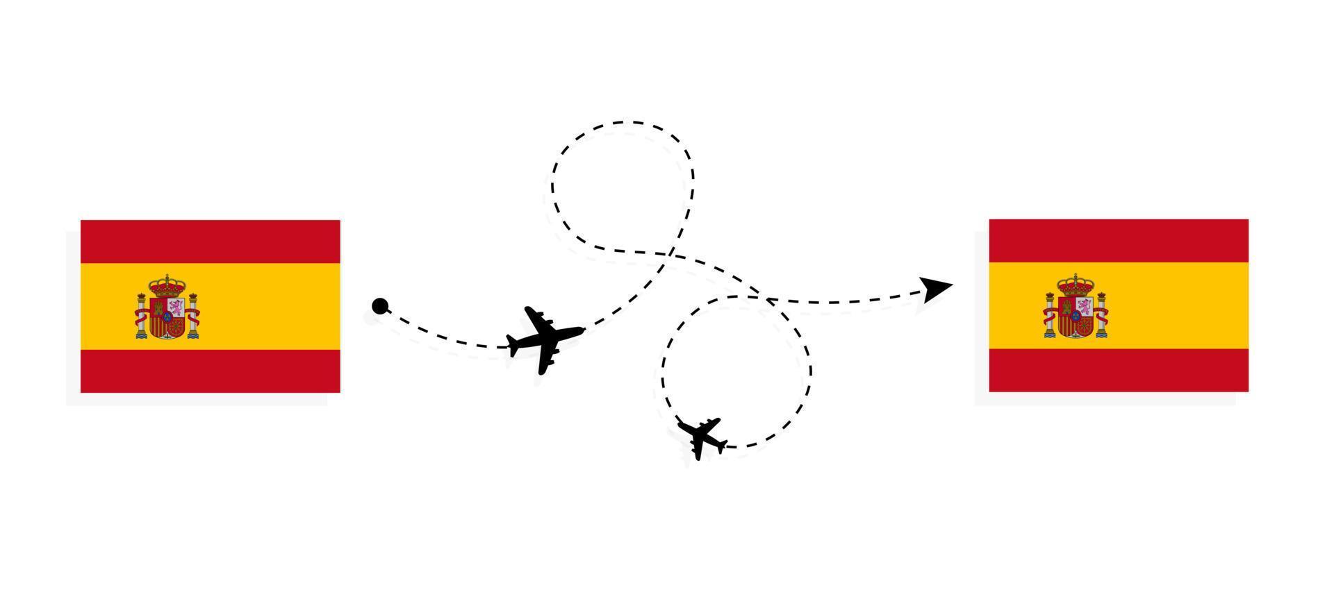 vuelo y viaje de españa a españa en concepto de viaje en avión de pasajeros vector