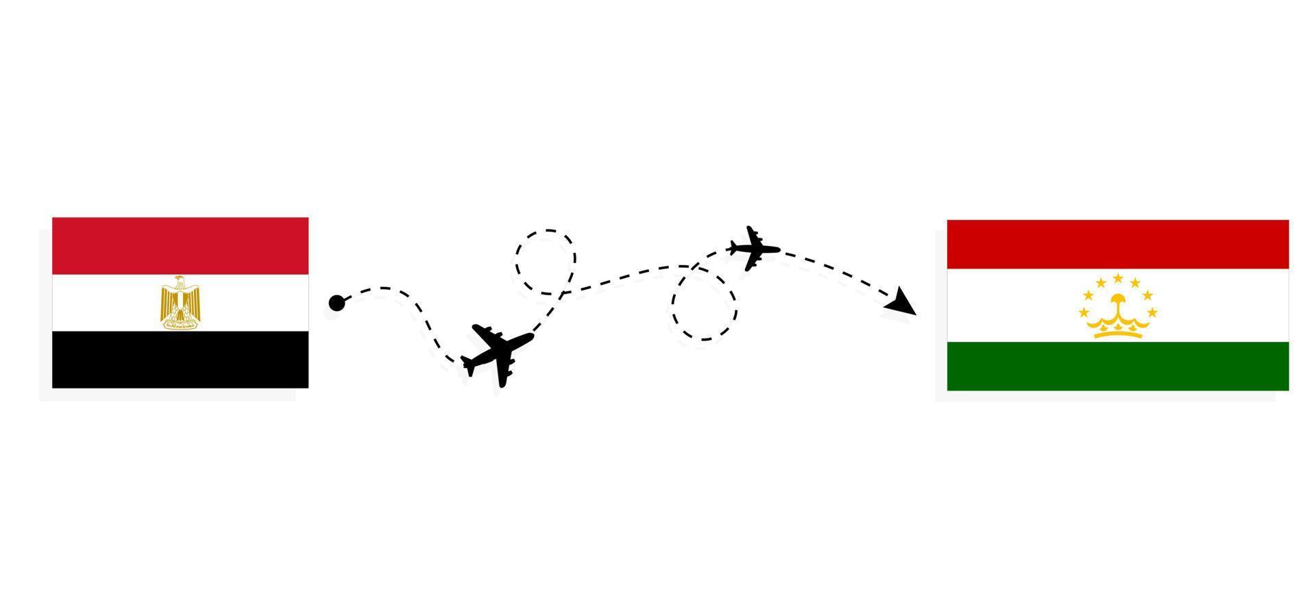 vuelo y viaje de egipto a tayikistán por concepto de viaje en avión de pasajeros vector