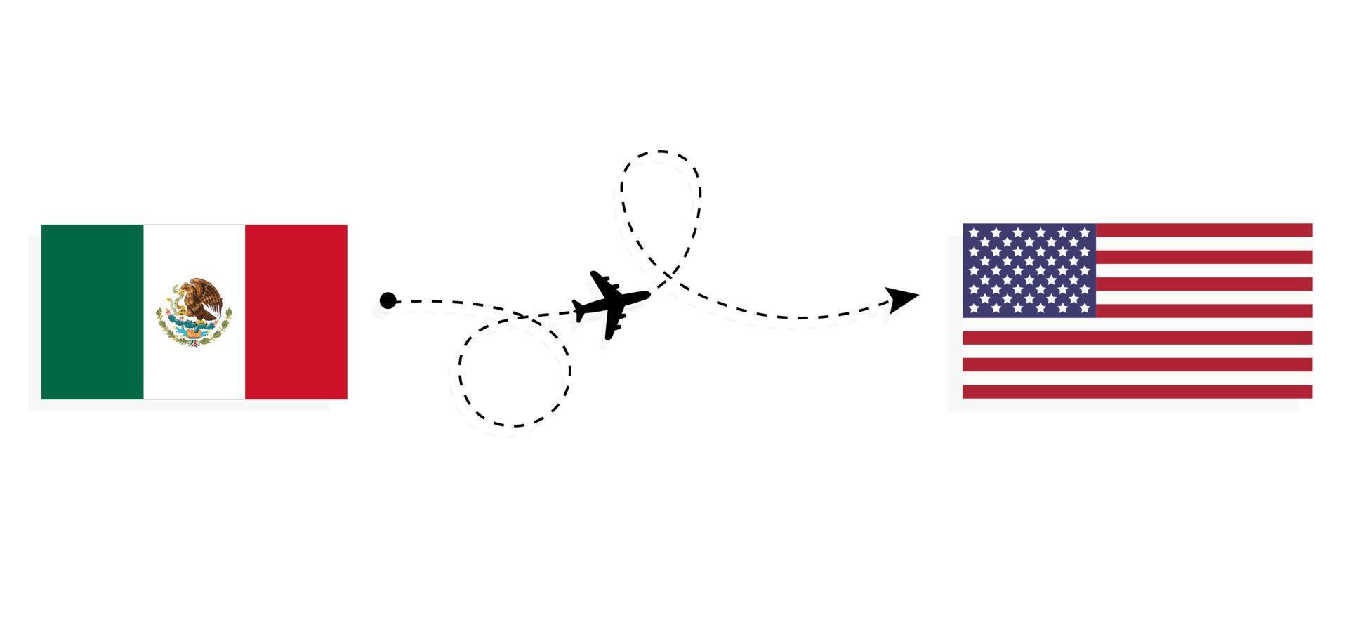 Flight and travel from Australia to USA by passenger airplane Travel concept vector