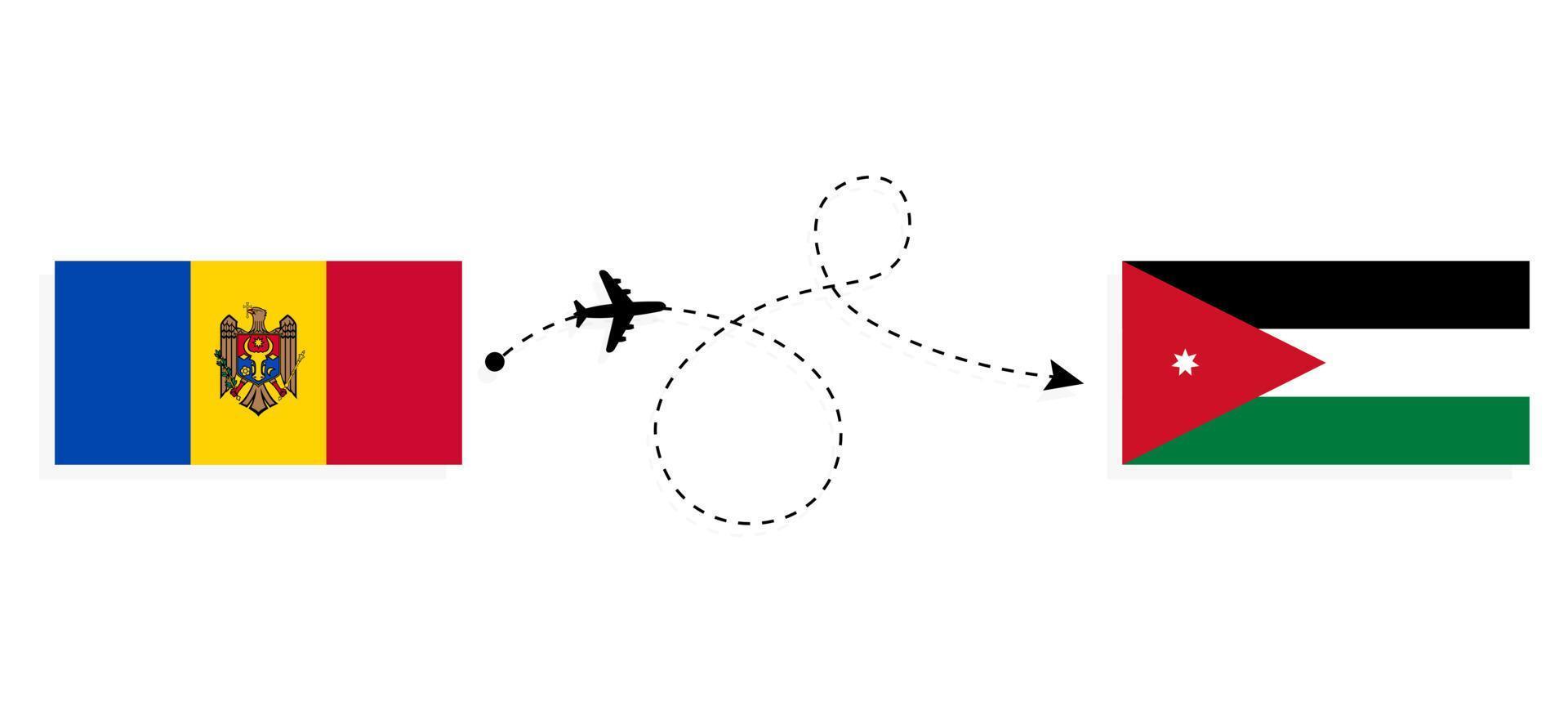 Flight and travel from Moldova to Jordan by passenger airplane Travel concept vector