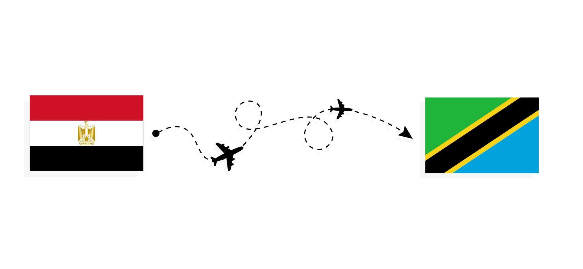 Flight and travel from Egypt to Tanzania by passenger airplane Travel concept vector