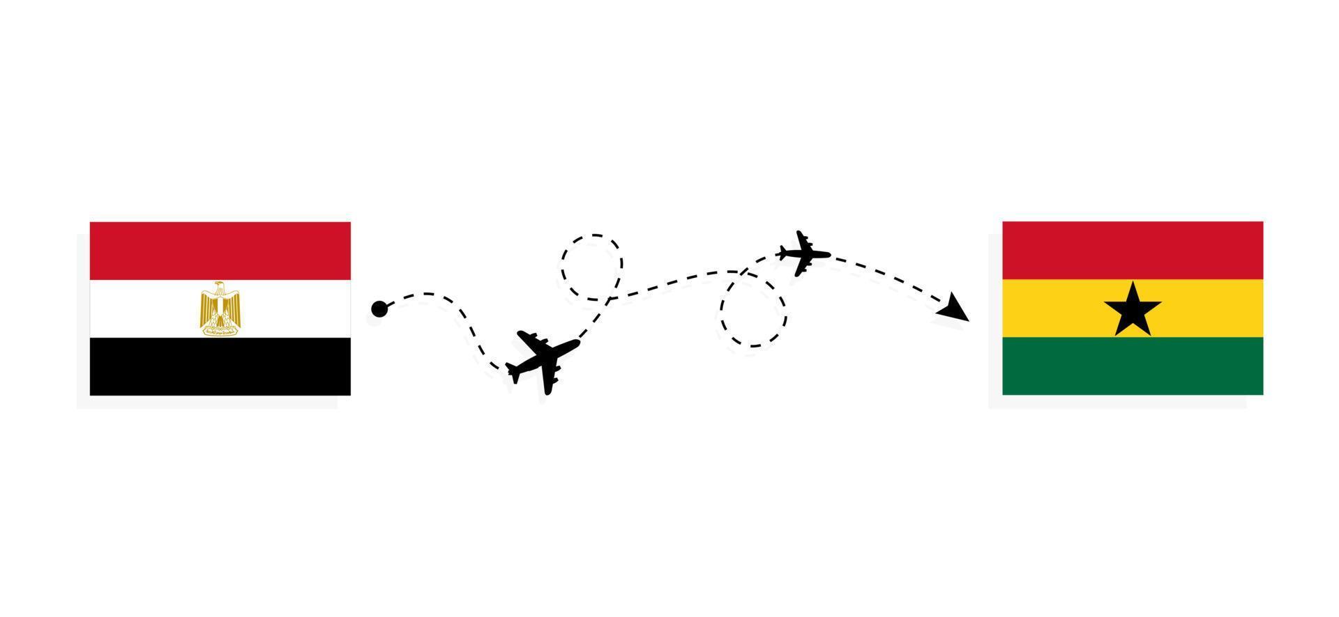 vuelo y viaje de egipto a ghana por concepto de viaje en avión de pasajeros vector
