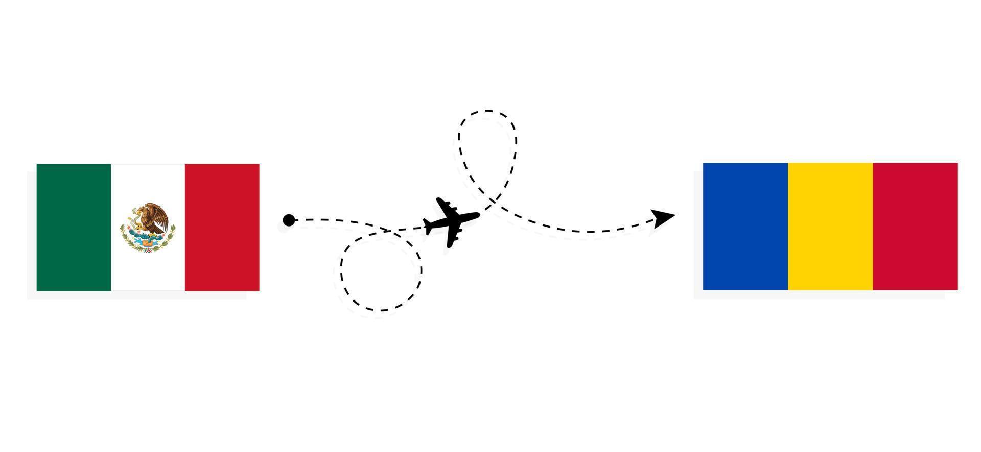 Flight and travel from Mexico to Moldova by passenger airplane Travel concept vector