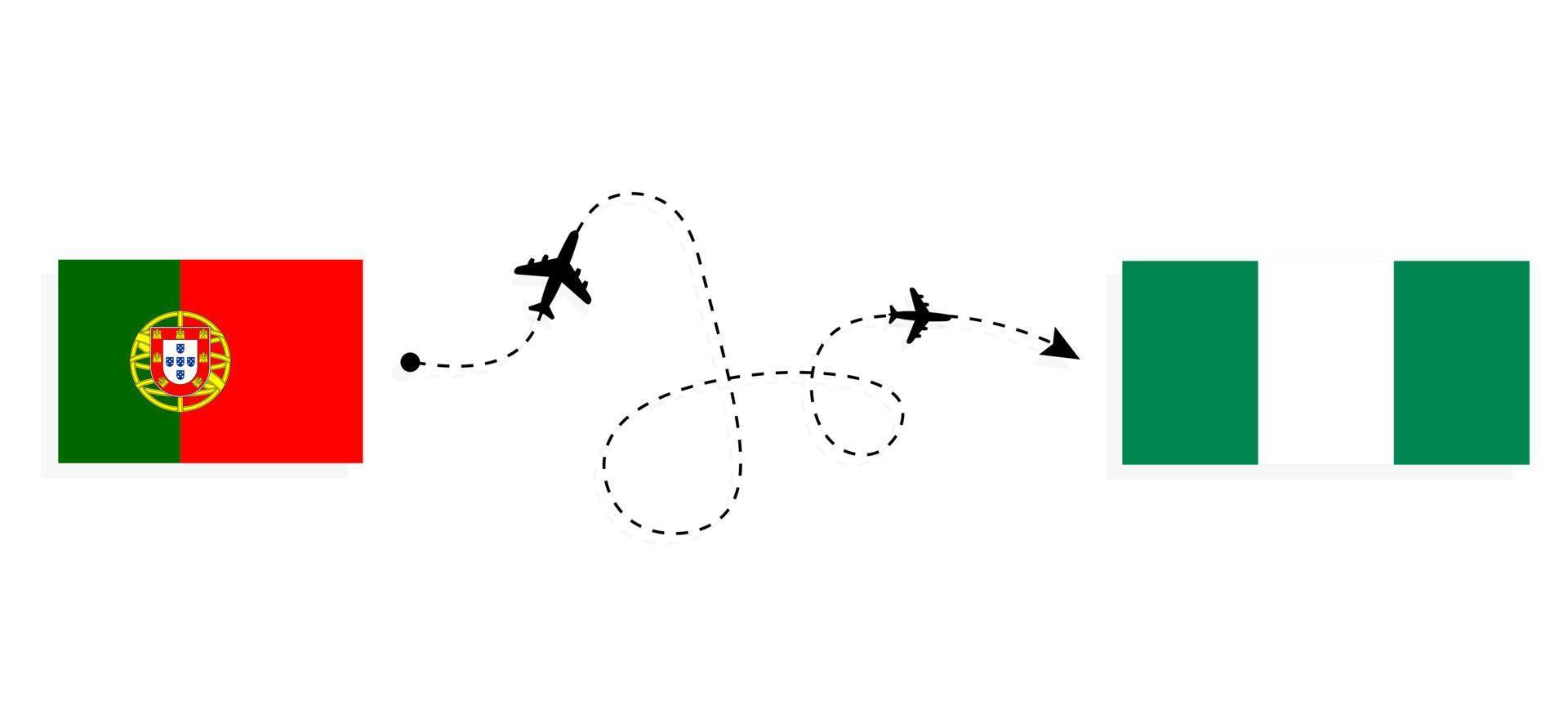 vuelo y viaje de portugal a nigeria por concepto de viaje en avión de pasajeros vector