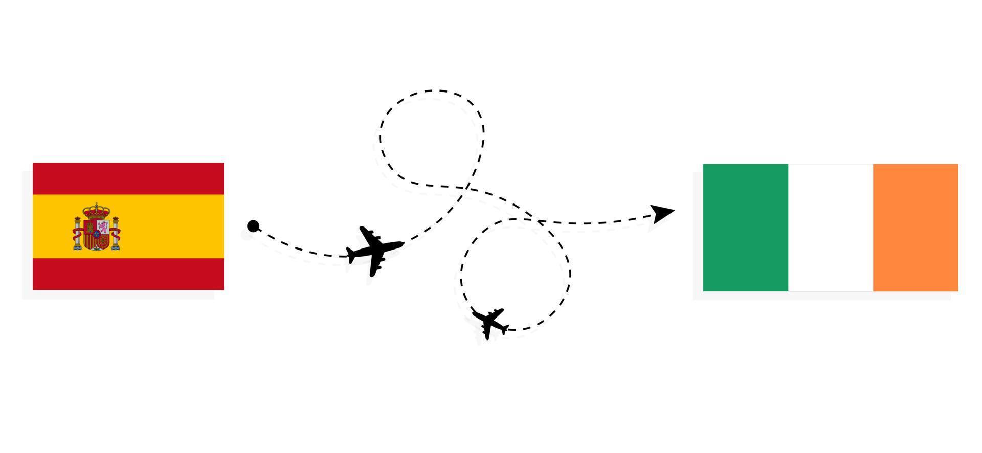 vuelo y viaje de españa a irlanda por concepto de viaje en avión de pasajeros vector