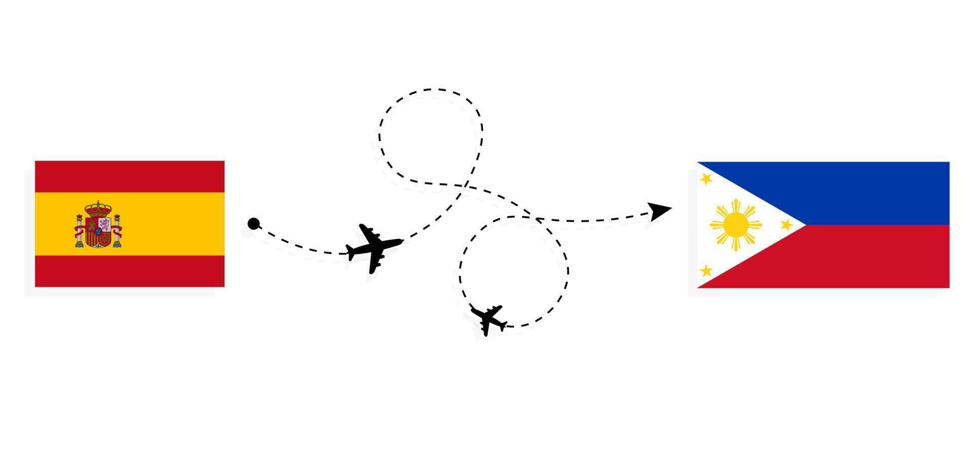 vuelo y viaje desde españa a filipinas por concepto de viaje en avión de pasajeros vector