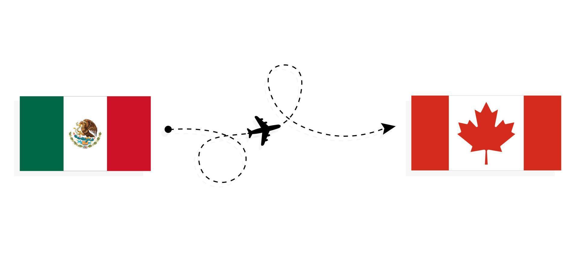 vuelo y viaje de méxico a canadá por concepto de viaje en avión de pasajeros vector