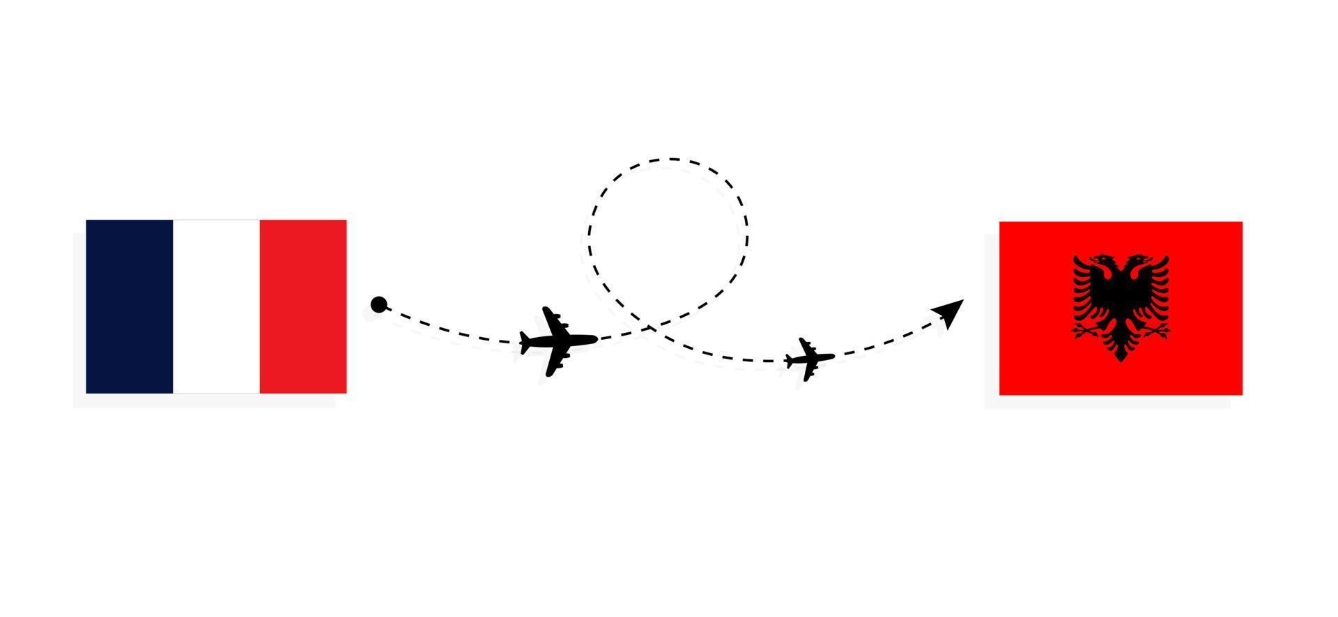 Flight and travel from France to Albania by passenger airplane Travel concept vector