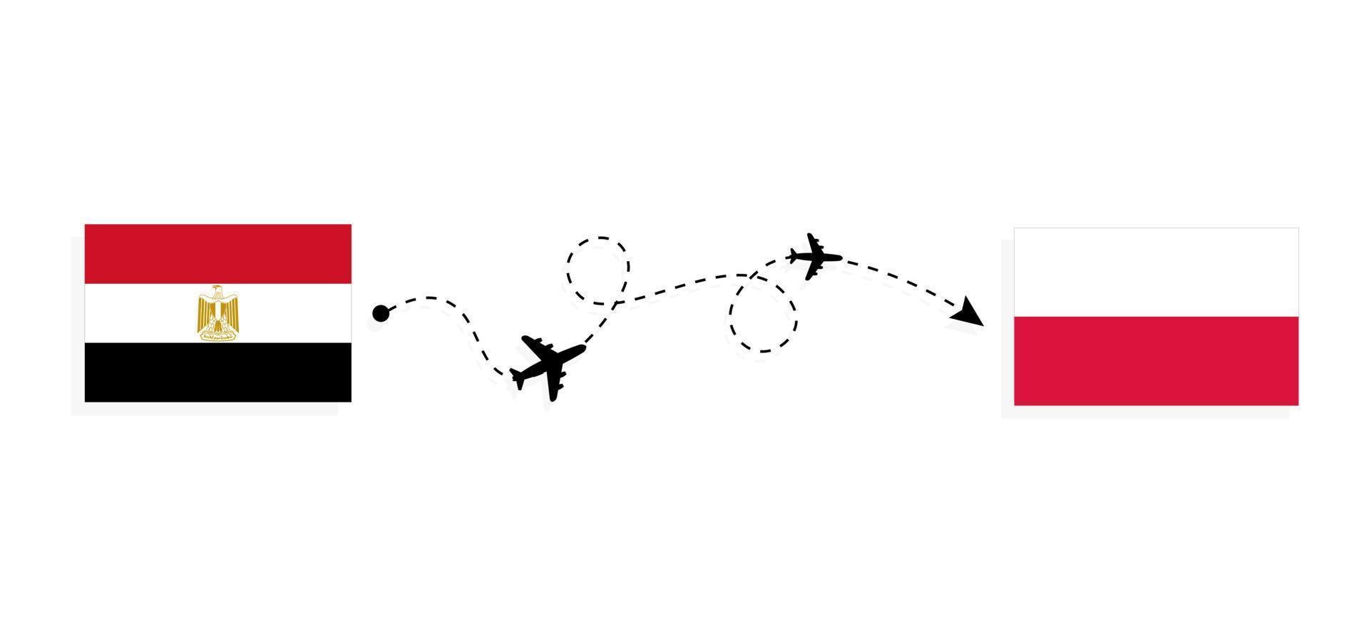 vuelo y viaje de egipto a polonia por concepto de viaje en avión de pasajeros vector